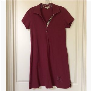 Burberry London Burgundy Red Cotton Polo Dress